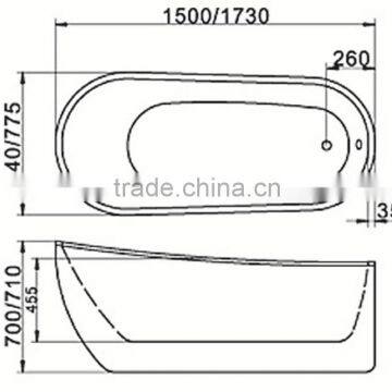 CUPC Certified Irregular Bathtub,cheap-whirlpool-bathtub,acrylic Classical Bathtub photo-6