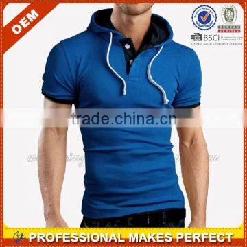 Wholesale Plain Men's Short Sleeve Pullover Hoodie(YCH-C0318)