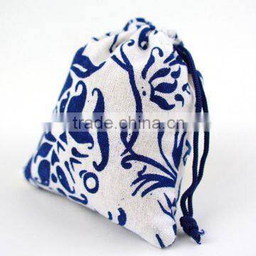 Blue and white porcelain small drawstring jute bag china supplier                        
                                                                                Supplier's Choice