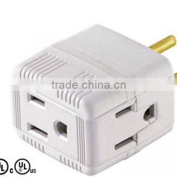 UL CUL standard grounding 3 outlet cube adapter