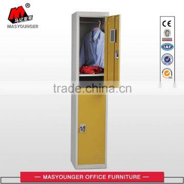 yellow KD structure metal vertical two doors locker