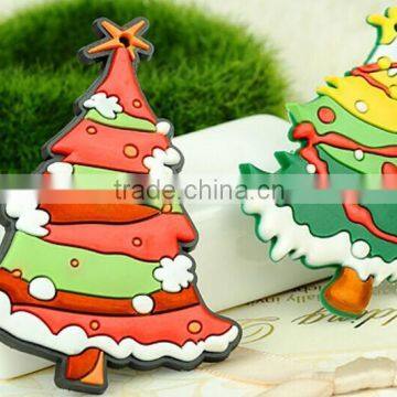 Hot sale 3D chrismas tree shape Soft PVC souvenir Fridge Magnet