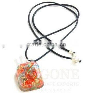 Manufacturer Of Mix Chakra Onyx Stone Orgone Rounded Square Pendant With Cord : India