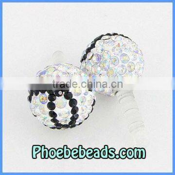 New Arrival Dustproof For Mobile Phone Earphone Jack Plug Ear Cap Pave Colorful Crystal Rhinestone Disco Ball MDP-P1401