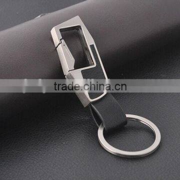 Rectangular leather men business key chain