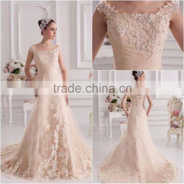 Real Picture Elegant champagne plus size wedding dress XYY07-315