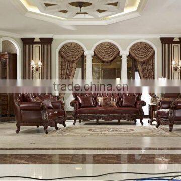 High grade woode leather luxury sofa