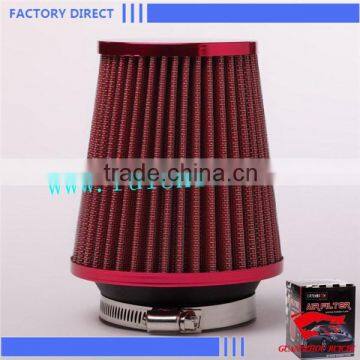 Round Cone Air Intake Filter Red for Universal Car