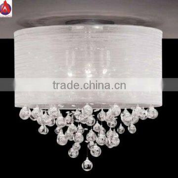 Chinese Style Elegant Crystal Ceiling Lamp in White Silk Shade photo-2
