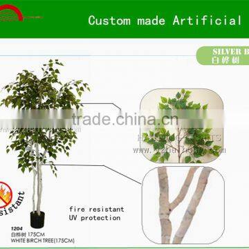 Custom made silver birch tree/Manufacture high quality Autum color artificial white birch tree decoration