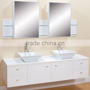 solid wood bathroom cabinet with basin and mirror