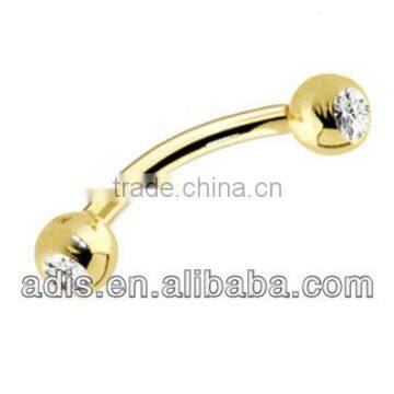 double crystal banana gold eyebrow piercings titanium