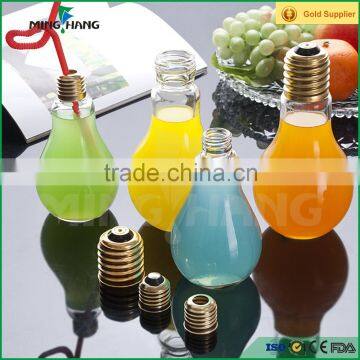 200ml Lamp Bulb Shape Glass Beverage Bottle With Straw photo-2