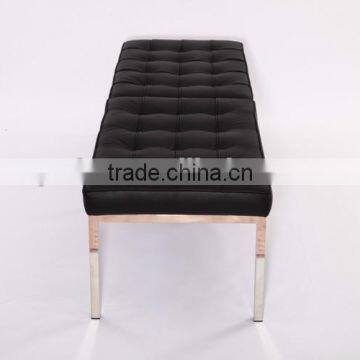 Luxury cheap modern genuine aniline leather 3 seater knoll bench