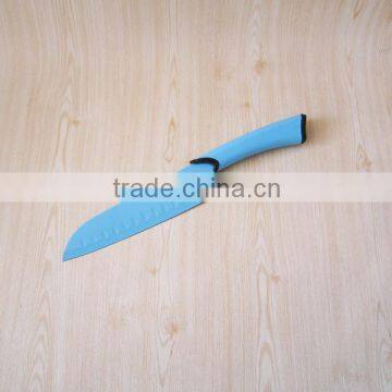 Stainless steel santoku knife with color