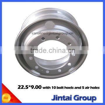 Steel wheel for STR 22.5x9.00 with 10 bolt holes and 5 air holes