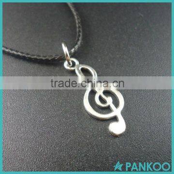 2016 Newest Fashion S925 Note Music Notation Sterling Silver Pendant Leather Vintage Men Necklaces for Women Silver Jewelry
