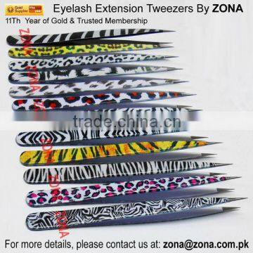 Animal Print Eyelash Extension Tweezers Sharp Point Eyelash Extension Tweezers