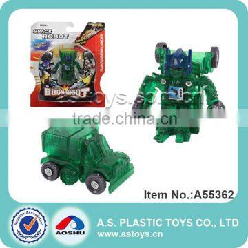 Green trans mini plastic robot car