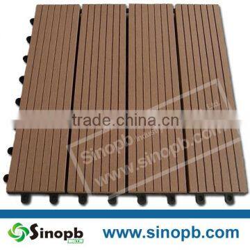 Durable, UV resistant, waterproof wood plastic composite deck tile, plug and play