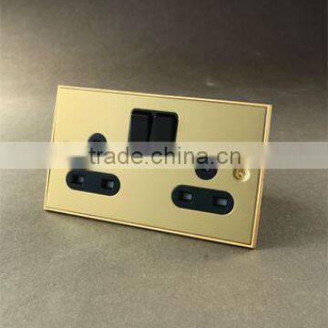 BS electric switches and socket, double 13a switched socket,metal switch with socket