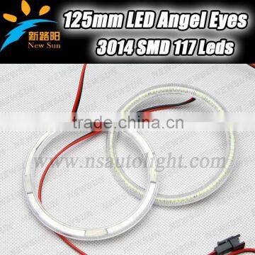 2014 Factory new style 125MM led angel eyes 3014SMD 117leds angel eyes ring 7000K white for car head light led drl