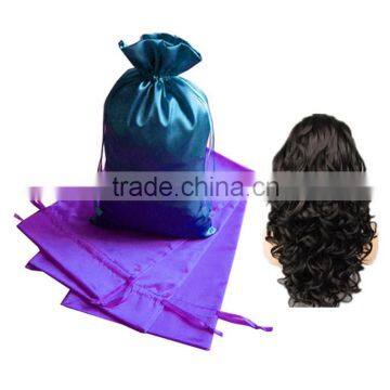 custom white drawstring satin bags hair