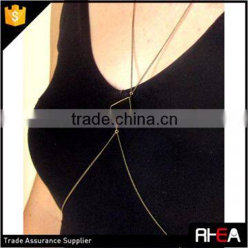 Fashion Square Pendant Bronze Color Simple Design Body Chain Jewelry photo-3
