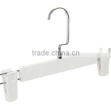 Square Hook White Plastic Skirt/Pant Hanger With Adjustable Clips photo-3