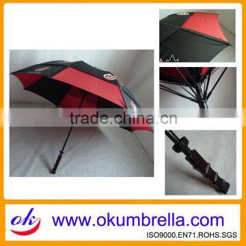 branded golf umbrellas with 2 layers windproof fiberglass frame in large size