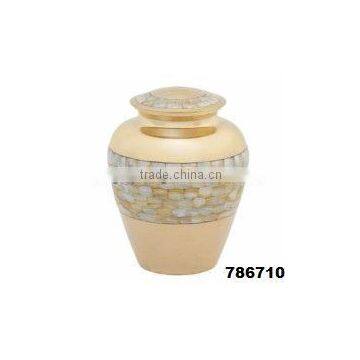 Mother of Pearl Solid Brass Metal Cremation Funeral Urn