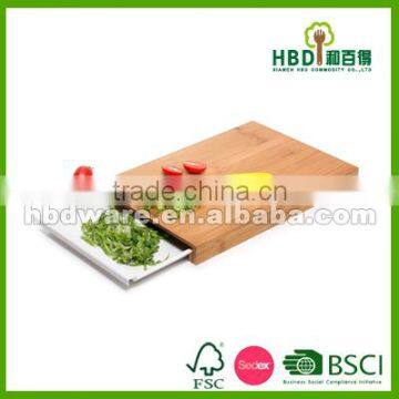 High quality new design hot selling bamboo cutting board with plastic drawer,cutting board wholesale