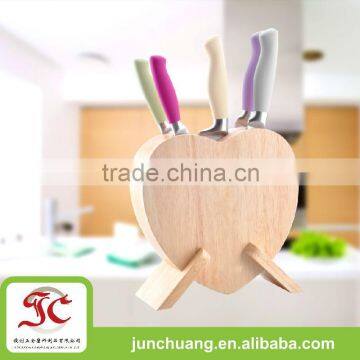 Wooden Heart Shape Knife Block Kitchen Knife Sets