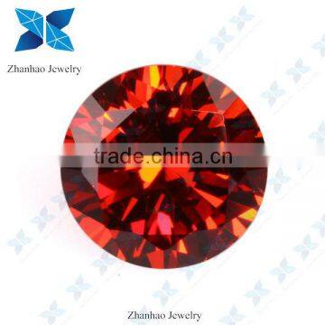 machine cut orange red 2mm round cubic zirconia wholesale