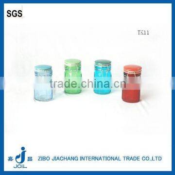 2016 crystal mini colored glass spice jar with glass clamp lid