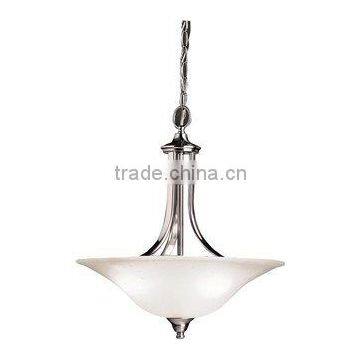 Brushed Nickel 3-Bulb Indoor Pendant with Bowl-Shaped Glass Shade