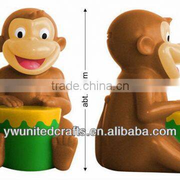 Fashin&cute lovely monkey with drum vinyl money serving box