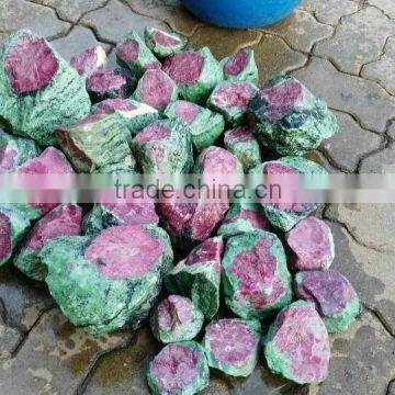 Natural green&red epidote crystal ruby stone for sale