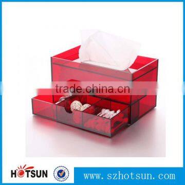 Red colored custom multifunctional acrylic tissue box