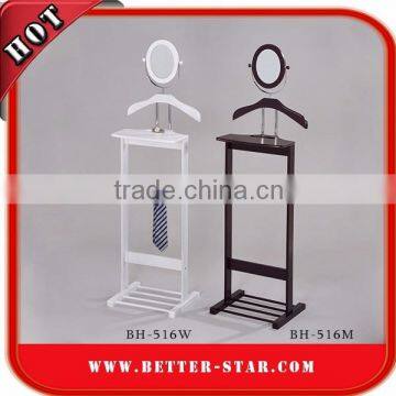 Wooden Coat Valet With Mirror, Standing Valet Stand