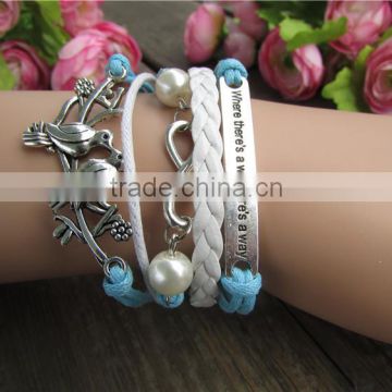 MYLOVE Antique Silver Bird And Infinity Charm Friendship Cuff Bracelet MLCN061