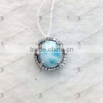 Fashion Jewelry,Exquisite Sky Blue Larimar(Dominican republic) 925 Silver Pendant