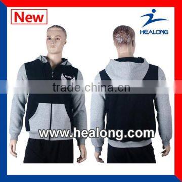 2014 autumn men grey black combination crop hoodies