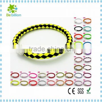 Mixed colorful customized braided leather bracelet , magnetic buckle leather bracelet