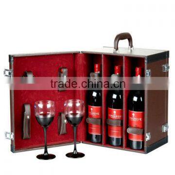Wholesale Custom High-grade PU Leather 6 Bottles of Red Wine Box, Deep Coffee Color Display Box photo-3