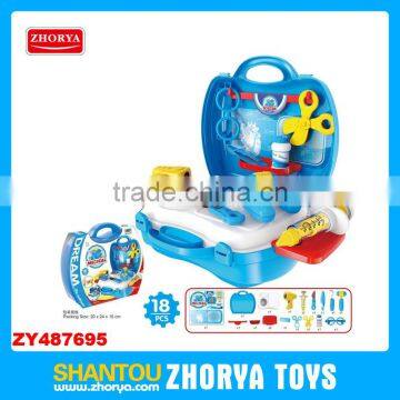 Zhorya Wholesale 2 in 1 kids doctor play set multi-function baby toys modern handling box doctor play toy set with light