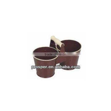 Brown double flower buckets with one handle