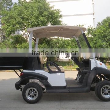 White 2 seat electric golf carts with a small rear cargo