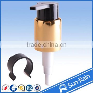 long mouth pump aluminum with pattern face cream pump with black clip yuyao made