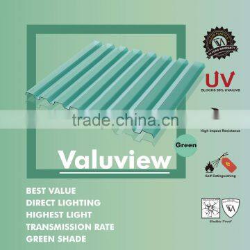 Transparent Plastic Polycarbonate Corrugated Green Sheet (Valuview Green GRECA)